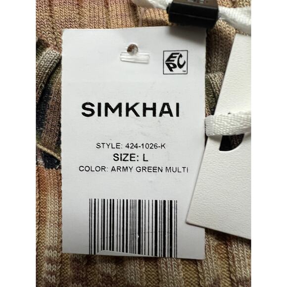 JONATHAN SIMKHAI WOMENS LARGE KNIT STRETCH FAIRFAX MIDI DRESS GREEN MULTI NEW - Picture 10 of 12